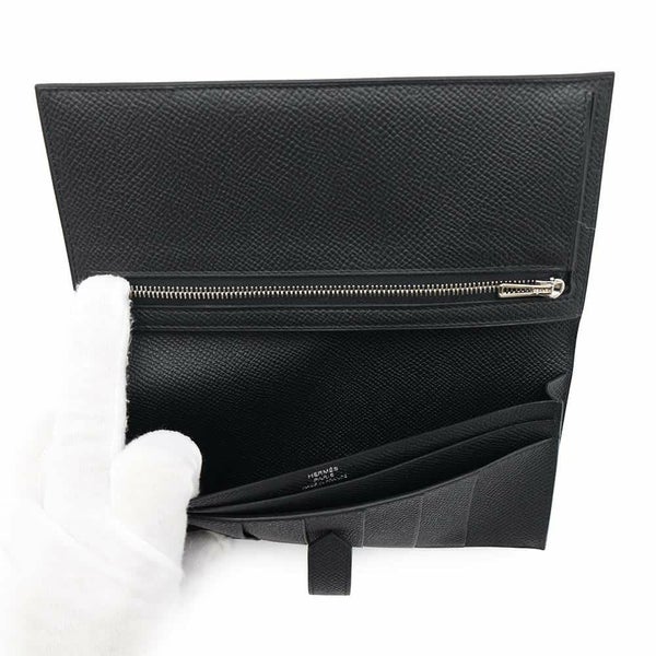 エルメス 長財布 ベアンスフレ ブラック/モノクローム金具 エプソン W刻印 HERMES 財布 黒