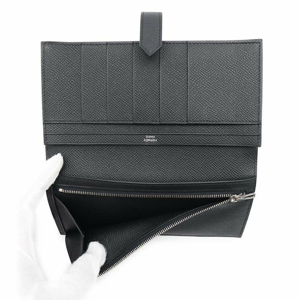 エルメス 長財布 ベアンスフレ ブラック/モノクローム金具 エプソン W刻印 HERMES 財布 黒