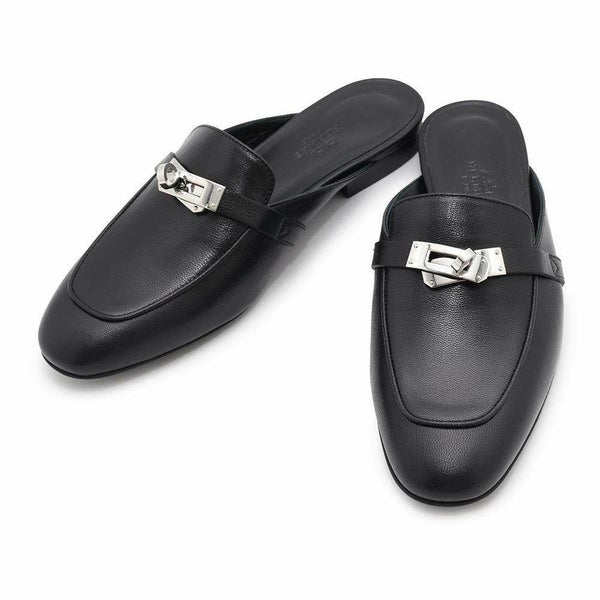 エルメス ミュール オズ OZ シェブルミゾル レディースサイズ36 1/2 HERMES 靴 黒 シェーヴル