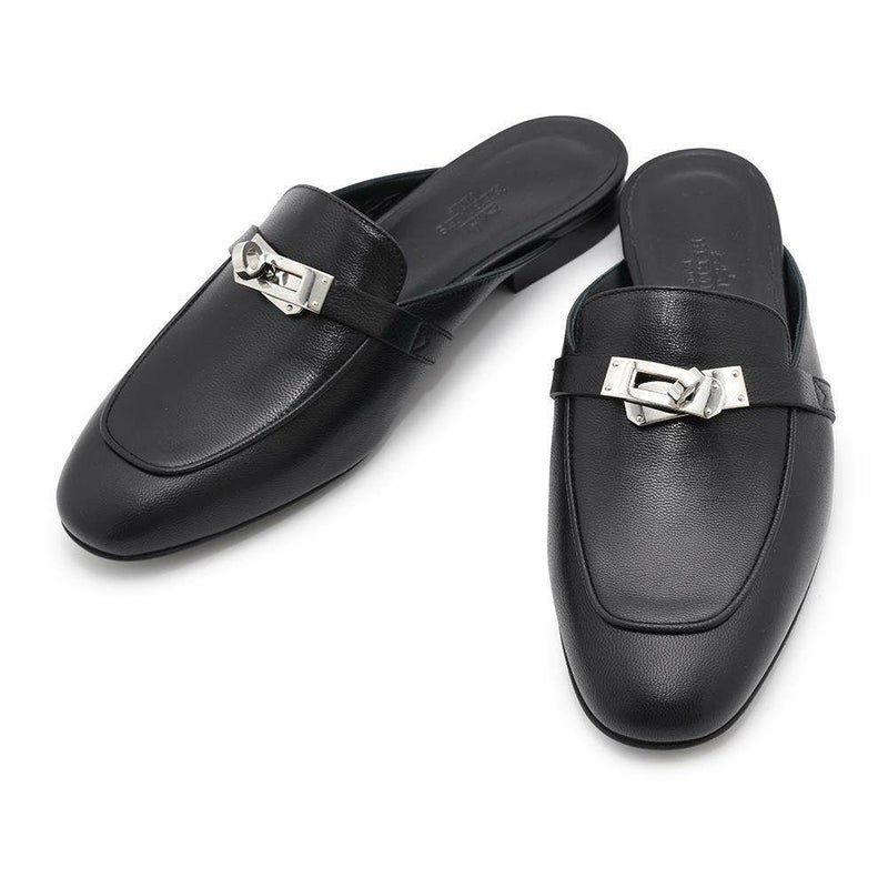 エルメス ミュール オズ OZ シェブルミゾル レディースサイズ36 1/2 HERMES 靴 黒 シェーヴル