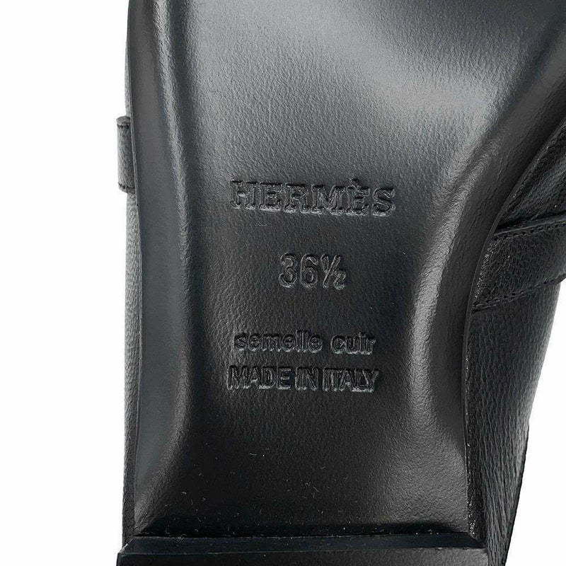 エルメス ミュール オズ OZ シェブルミゾル レディースサイズ36 1/2 HERMES 靴 黒 シェーヴル