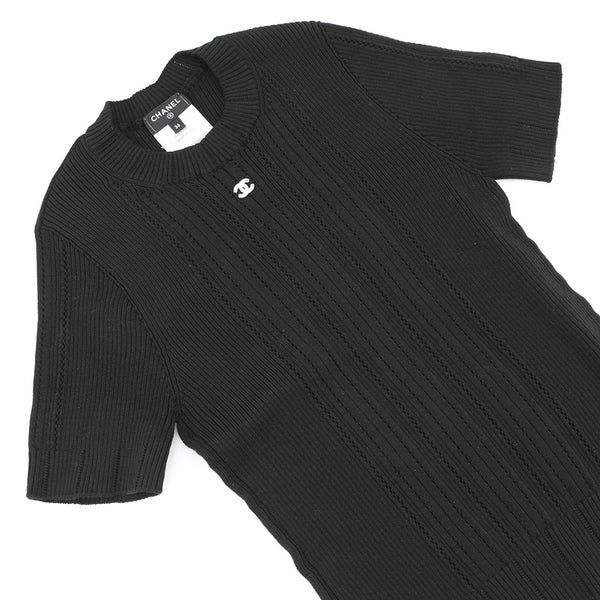 シャネル ニット ココマーク 半袖 コットン レディースサイズ36 P74721 CHANEL 黒 トップス