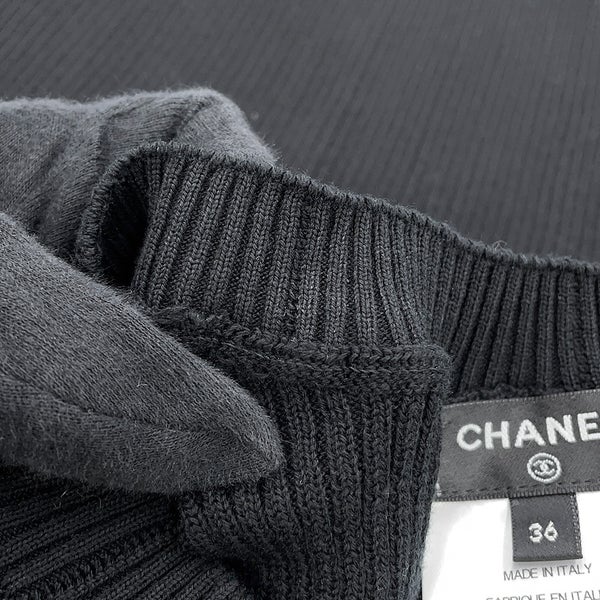 シャネル ニット ココマーク 半袖 コットン レディースサイズ36 P74721 CHANEL 黒 トップス