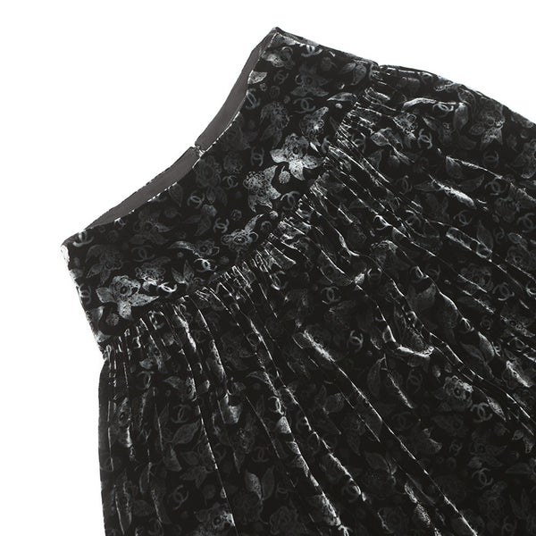 シャネル スカート ココマーク ベルベット レディースサイズ36 P78020 CHANEL 黒