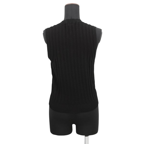 シャネル ニット ココマークボタン リブニット ベスト コットン レディースサイズ38 P70420 CHANEL 黒 トップス
