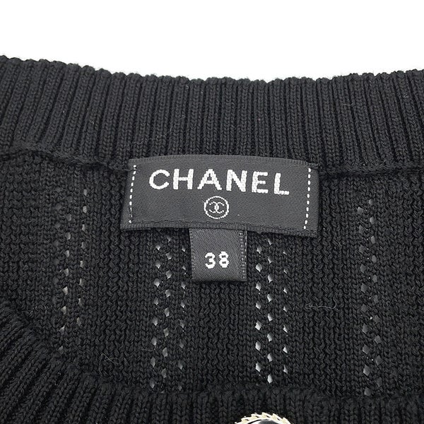 シャネル ニット ココマークボタン リブニット ベスト コットン レディースサイズ38 P70420 CHANEL 黒 トップス