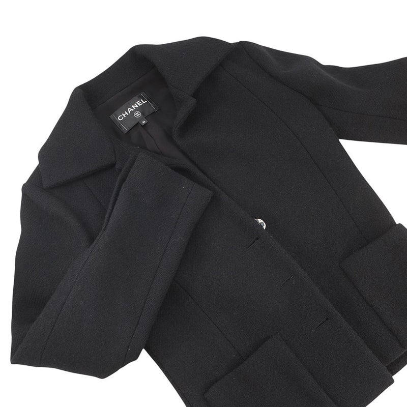 シャネル ジャケット ウール レディースサイズ36 CHANEL アウター 黒