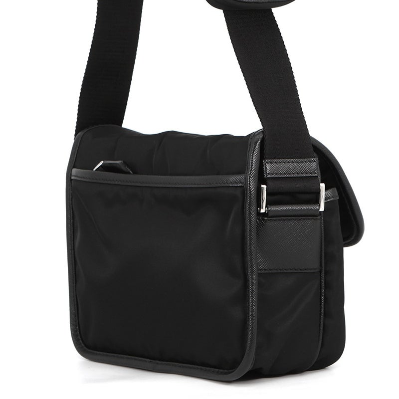 プラダ ショルダーバッグ Re-Nylon トライアングルロゴ ナイロン サフィアーノレザー 2VD034 PRADA 黒