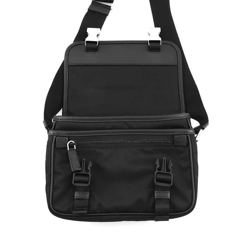 プラダ ショルダーバッグ Re-Nylon トライアングルロゴ ナイロン サフィアーノレザー 2VD034 PRADA 黒