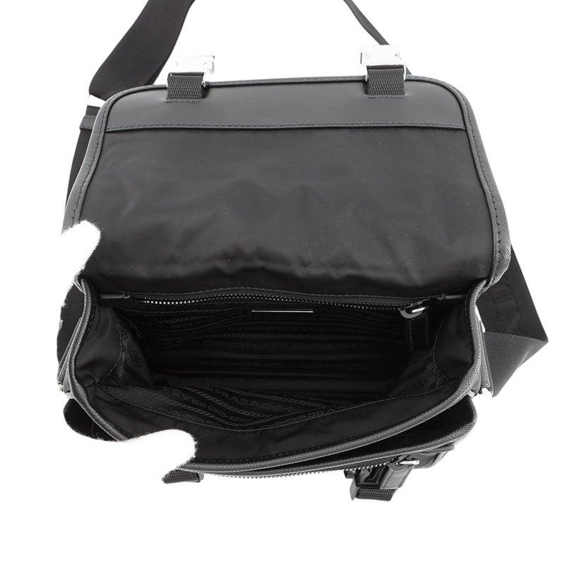 プラダ ショルダーバッグ Re-Nylon トライアングルロゴ ナイロン サフィアーノレザー 2VD034 PRADA 黒
