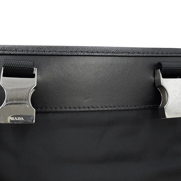 プラダ ショルダーバッグ Re-Nylon トライアングルロゴ ナイロン サフィアーノレザー 2VD034 PRADA 黒