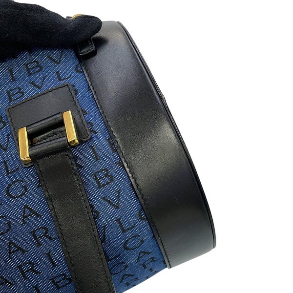 ブルガリ ハンドバッグ ロゴマニア ビーゼロワン デニム レザー BVLGARI 黒