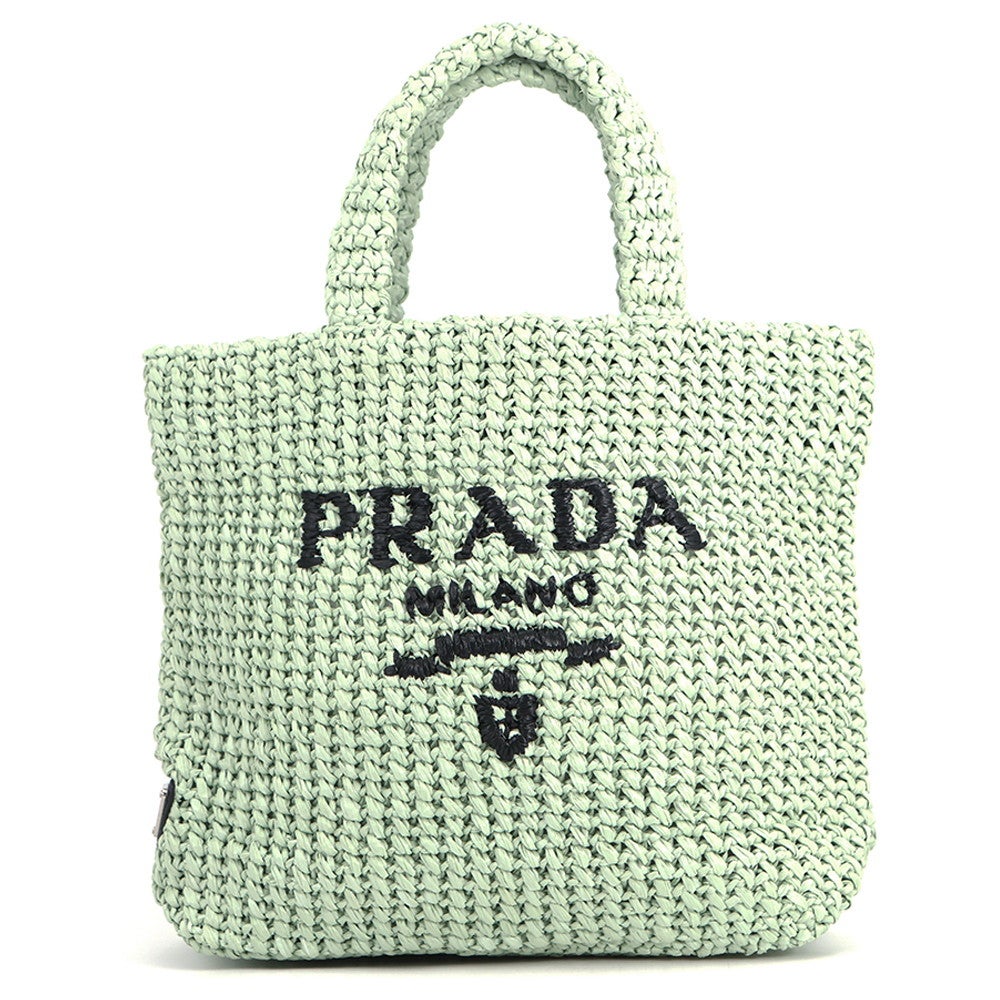 プラダ トートバッグ ロゴ クロシェ スモール ラフィア 1BG422 PRADA
