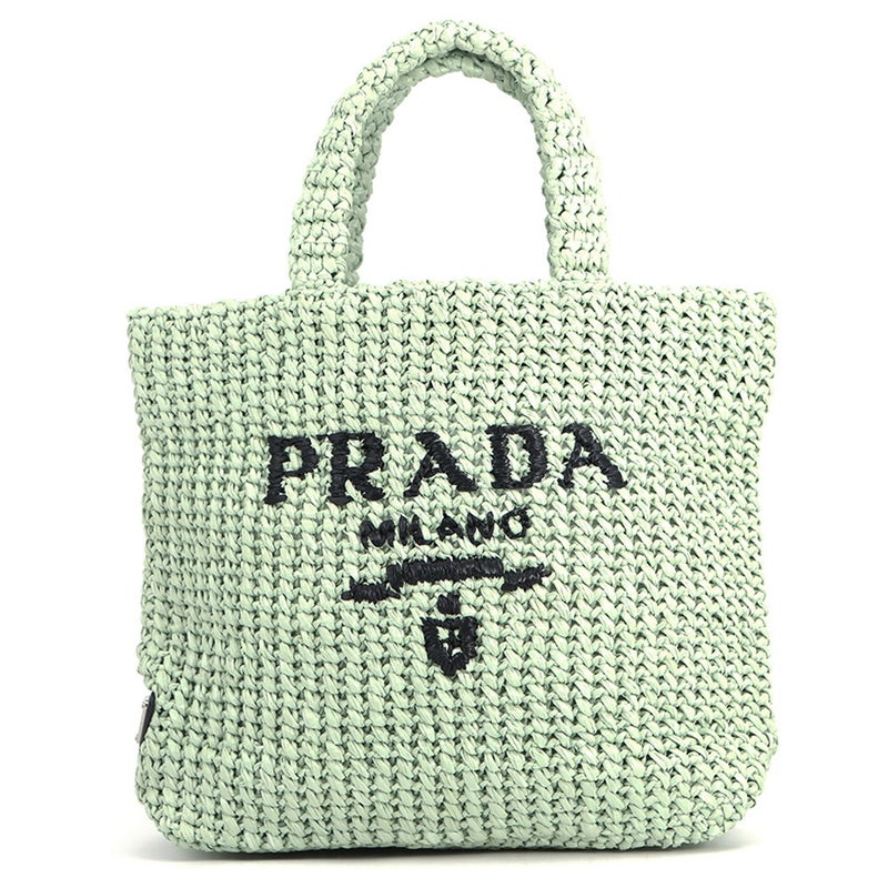 プラダ トートバッグ ロゴ クロシェ スモール ラフィア 1BG422 PRADA