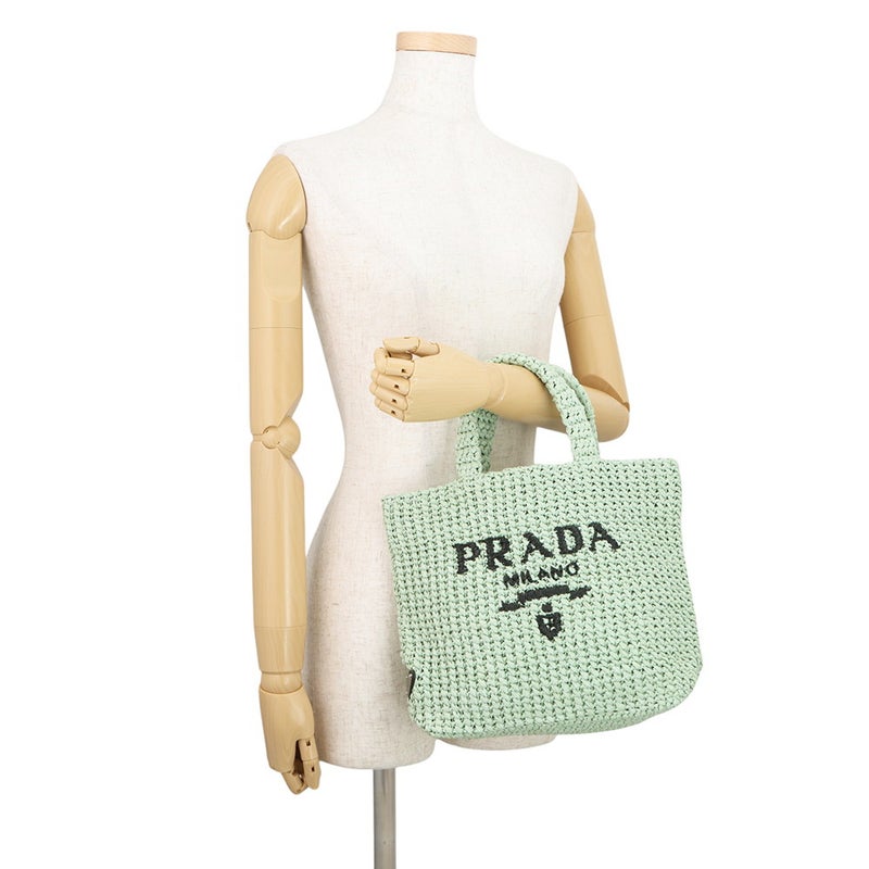 プラダ トートバッグ ロゴ クロシェ スモール ラフィア 1BG422 PRADA