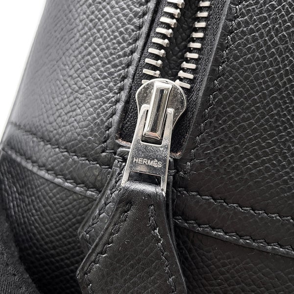 エルメス ハンドバッグ プリュム28 ブラック/シルバー金具 エプソン □J刻印 HERMES バッグ 黒