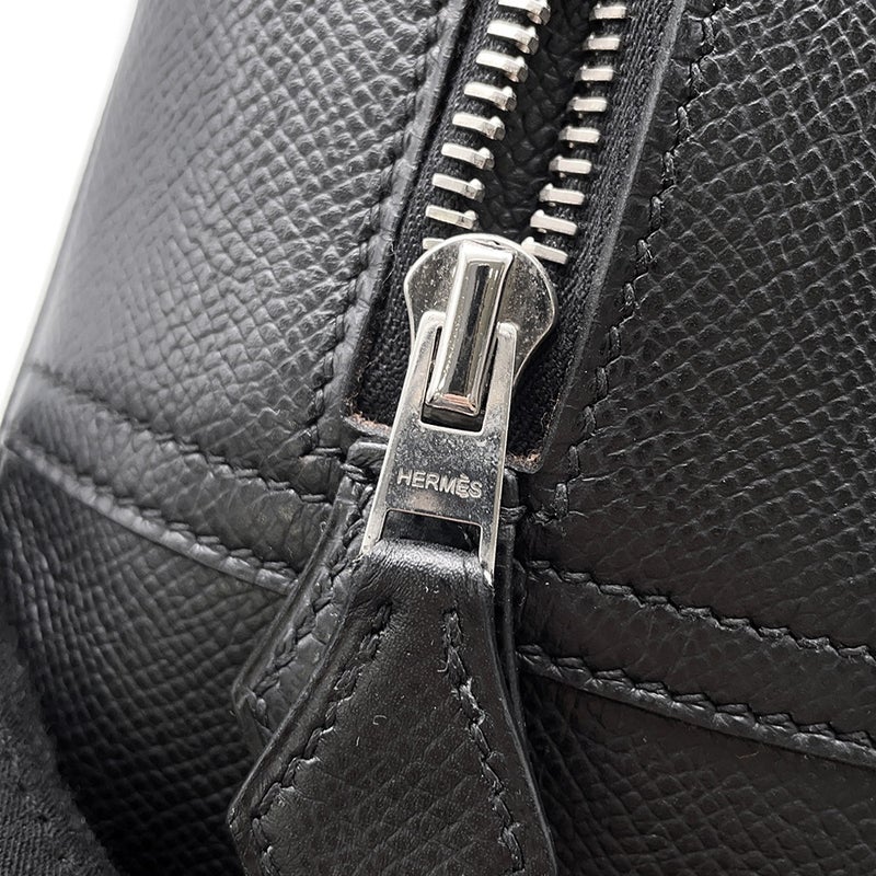 エルメス ハンドバッグ プリュム28 ブラック/シルバー金具 エプソン □J刻印 HERMES バッグ 黒