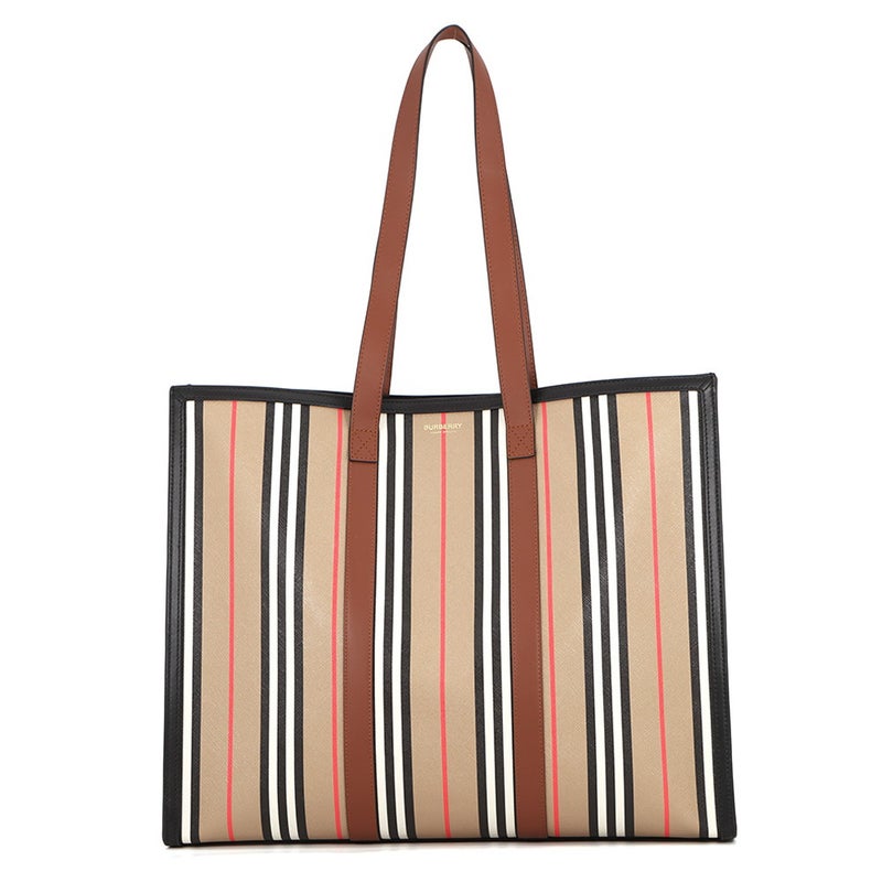 バーバリー トートバッグ ストライプ ブックトート PVC レザー 80730571 BURBERRY