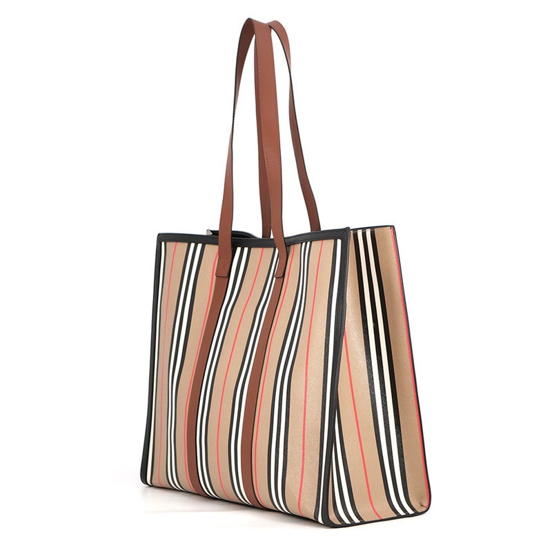 バーバリー トートバッグ ストライプ ブックトート PVC レザー 80730571 BURBERRY
