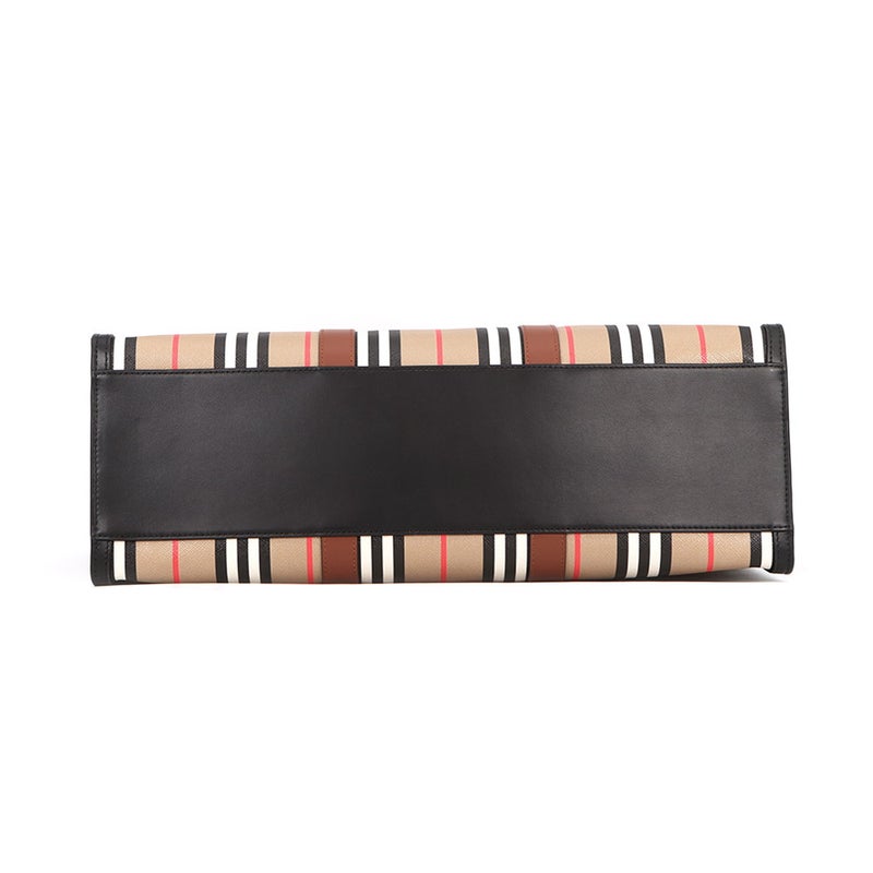 バーバリー トートバッグ ストライプ ブックトート PVC レザー 80730571 BURBERRY