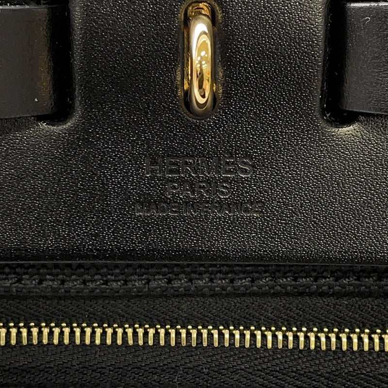 エルメス エールバッグジップPM ルトゥルネ ブラック/ラッカー金具/ゴールド金具 トワルミリタリー/ヴァッシュハンター W刻印 黒