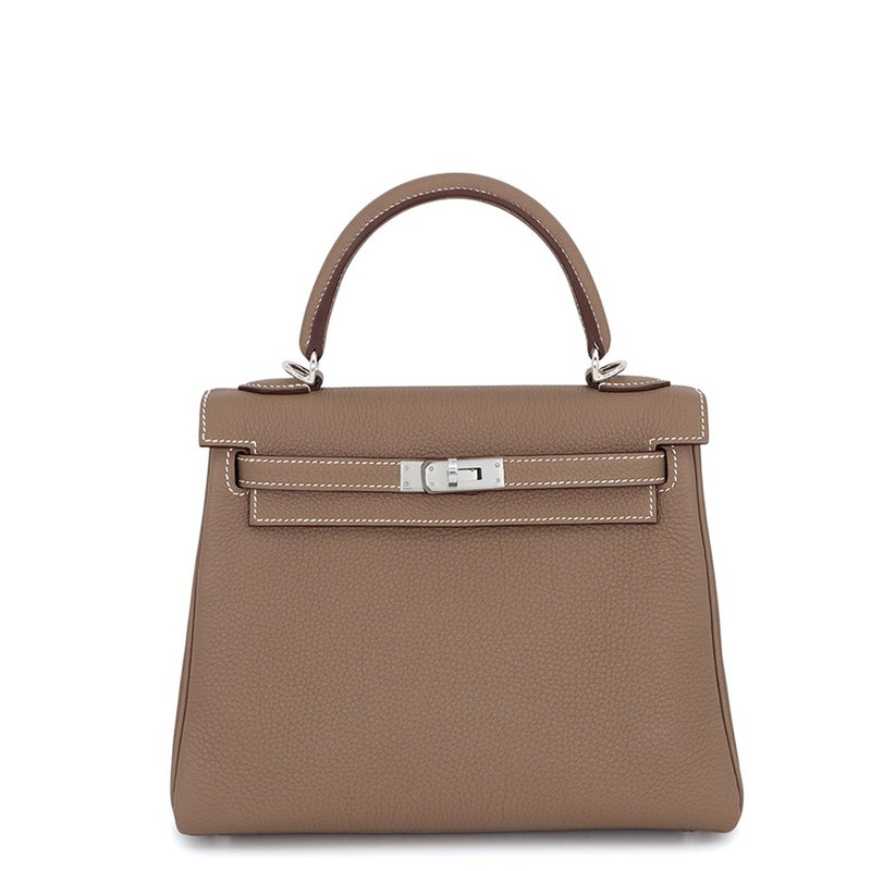 エルメス ハンドバッグ ケリー25 内縫い エトゥープ/シルバー金具 トゴ K刻印 ２wayショルダー