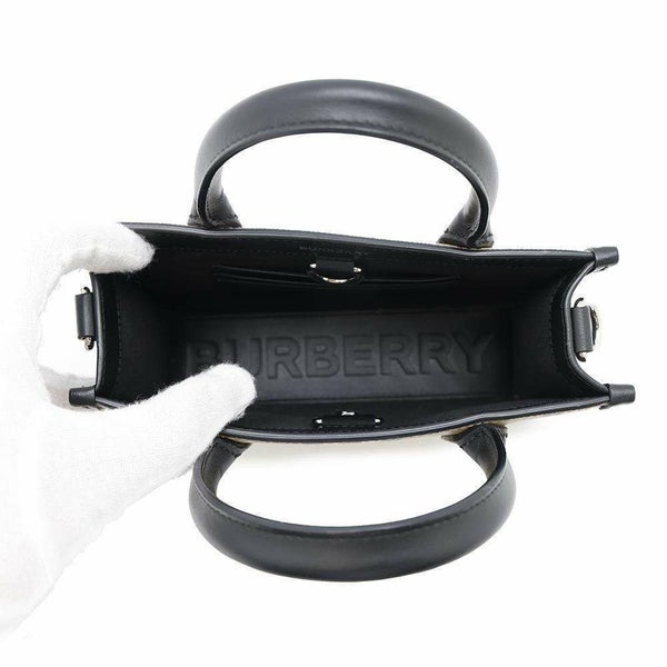 バーバリー トートバッグ チェック ロゴ PVC レザー BURBERRY 2wayショルダー ハンドバッグ 黒