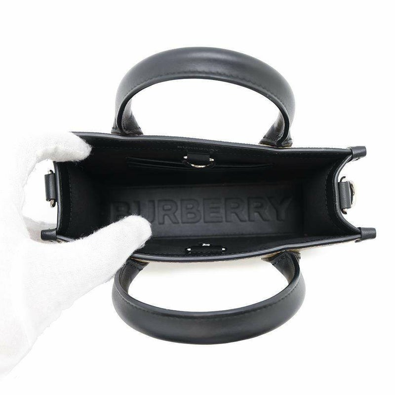 バーバリー トートバッグ チェック ロゴ PVC レザー BURBERRY 2wayショルダー ハンドバッグ 黒