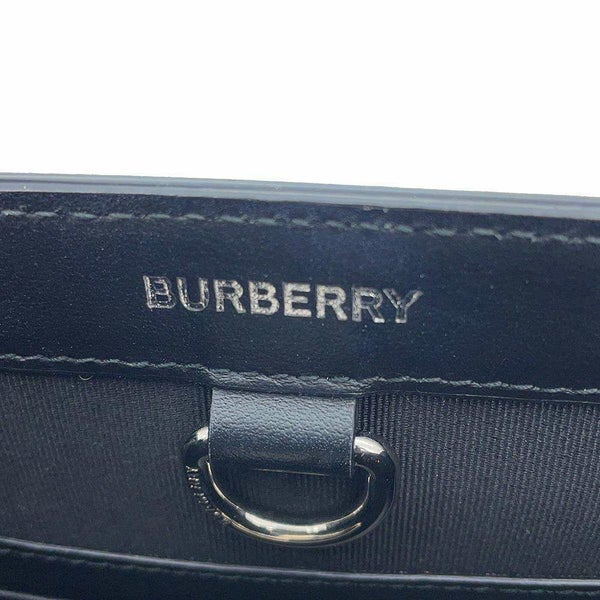 バーバリー トートバッグ チェック ロゴ PVC レザー BURBERRY 2wayショルダー ハンドバッグ 黒