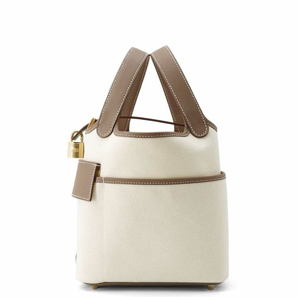 エルメス ハンドバッグ ピコタンロックPM カーゴ エクリュ/エトゥープ/ゴールド金具 トワルゴエラン/スイフト B刻印