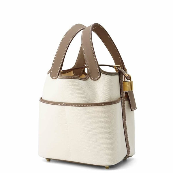 エルメス ハンドバッグ ピコタンロックPM カーゴ エクリュ/エトゥープ/ゴールド金具 トワルゴエラン/スイフト B刻印