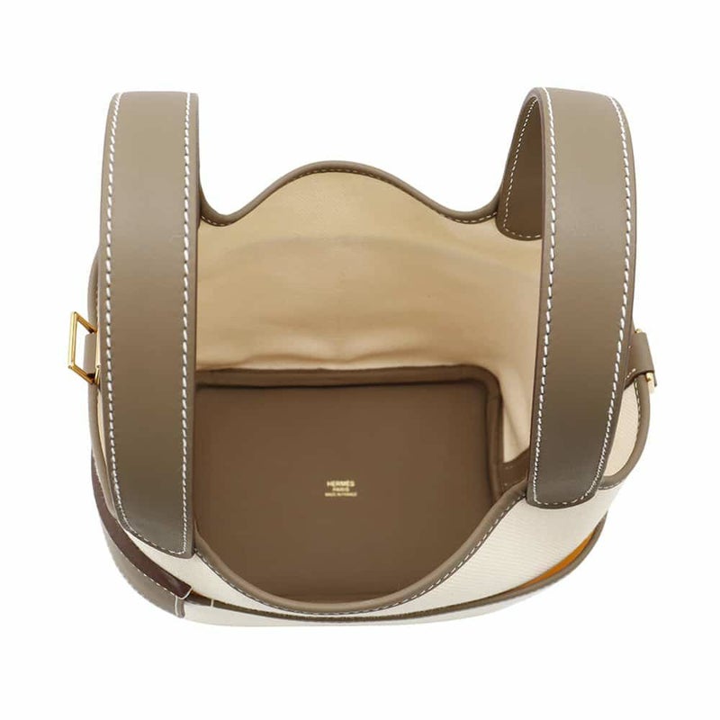 エルメス ハンドバッグ ピコタンロックPM カーゴ エクリュ/エトゥープ/ゴールド金具 トワルゴエラン/スイフト B刻印