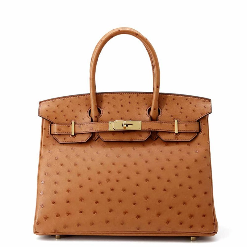エルメス バーキン30 コニャック/ゴールド金具 オーストリッチ Y刻印 HERMES Birkin ハンドバッグ