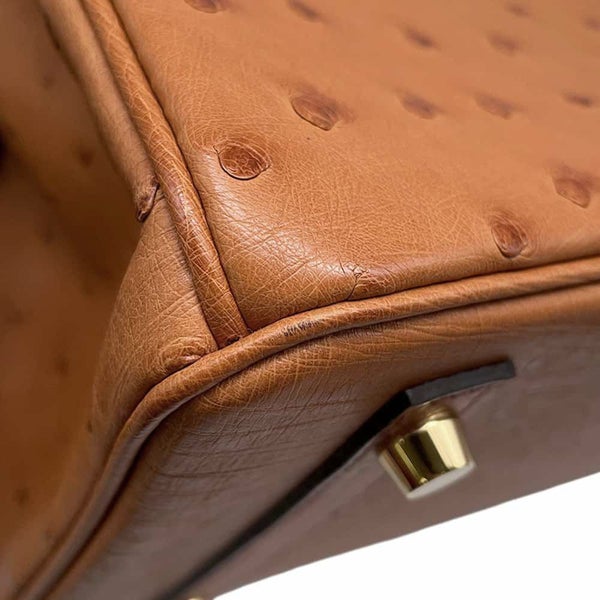 エルメス バーキン30 コニャック/ゴールド金具 オーストリッチ Y刻印 HERMES Birkin ハンドバッグ