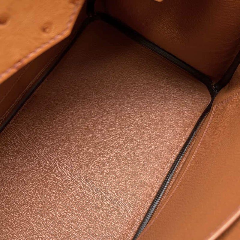 エルメス バーキン30 コニャック/ゴールド金具 オーストリッチ Y刻印 HERMES Birkin ハンドバッグ