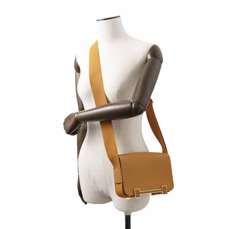 エルメス ショルダーバッグ ゲタ キャメル/ゴールド金具 シェブルミゾル W刻印 HERMES バッグ シェーブル