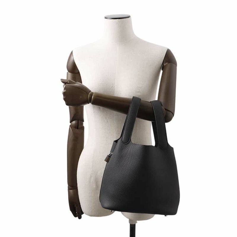 エルメス ハンドバッグ ピコタンロックMM ブラック/シルバー金具 トリヨンクレマンス W刻印 黒