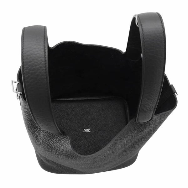 エルメス ハンドバッグ ピコタンロックMM ブラック/シルバー金具 トリヨンクレマンス W刻印 黒