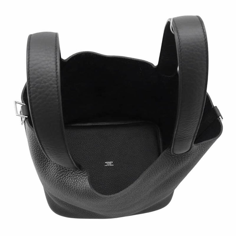 エルメス ハンドバッグ ピコタンロックMM ブラック/シルバー金具 トリヨンクレマンス W刻印 黒