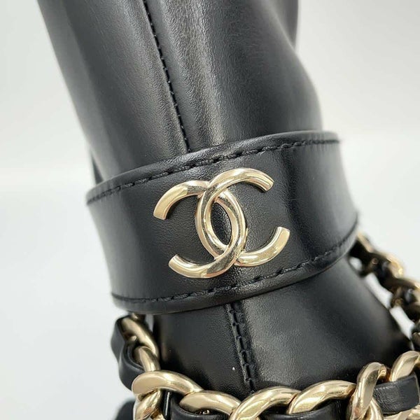シャネル ロングブーツ ココマーク チェーン レディースサイズ37C G39171 CHANEL 靴 黒