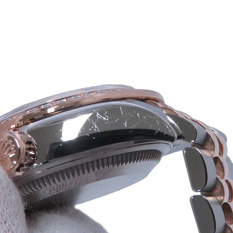 ロレックス レディ デイトジャスト SS/K18PG ダイヤベゼル 279381RBR ホワイトマザーオブパール文字盤 10Pダイヤ