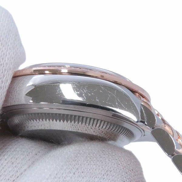 ロレックス レディ デイトジャスト SS/K18PG ダイヤベゼル 279381RBR ホワイトマザーオブパール文字盤 10Pダイヤ