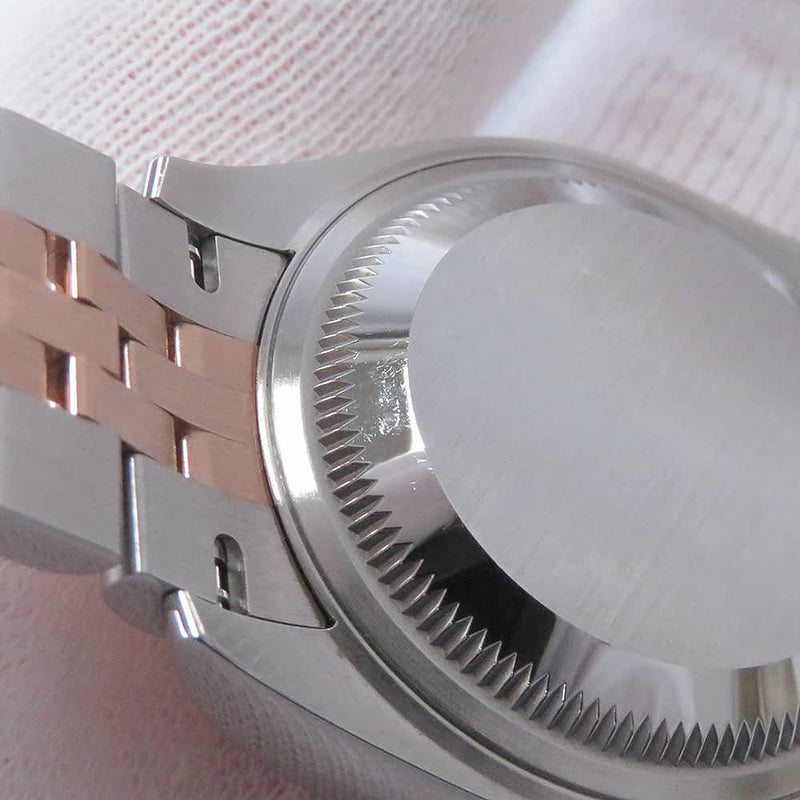 ロレックス レディ デイトジャスト SS/K18PG ダイヤベゼル 279381RBR ホワイトマザーオブパール文字盤 10Pダイヤ