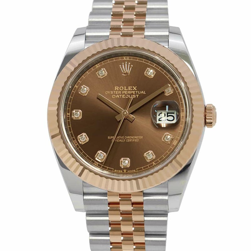 ロレックス デイトジャスト41 SS/K18PG 126331G ROLEX 腕時計 チョコレート文字盤 10Pダイヤ　エバーローズゴールド