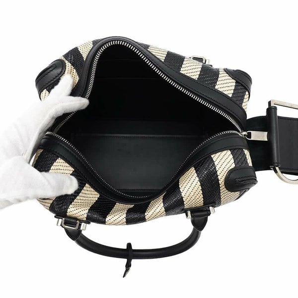 デルヴォー ハンドバッグ クールボックスMM カーフレザー ラフィア AA0457BBK0AOCPA DELVAUX 2way 黒