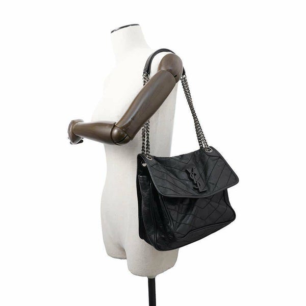 サンローランパリ チェーンショルダーバッグ ニキ ヴィンテージカーフレザー 498894 SAINT LAURENT PARIS 黒