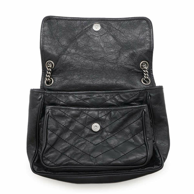 サンローランパリ チェーンショルダーバッグ ニキ ヴィンテージカーフレザー 498894 SAINT LAURENT PARIS 黒