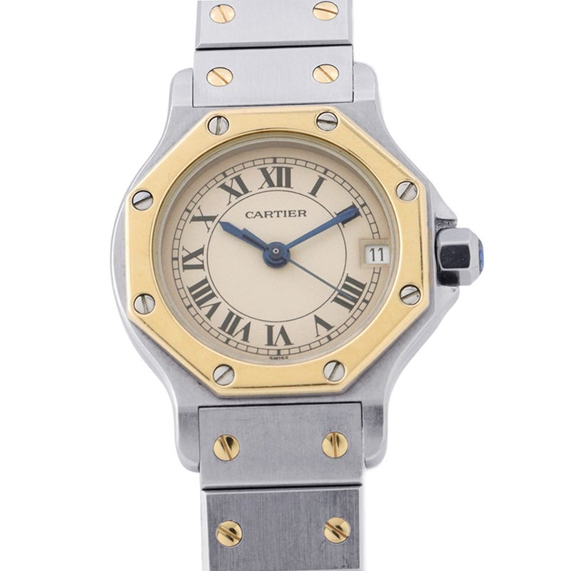 カルティエ サントスオクタゴン SM W2001683 Cartier 腕時計 アイボリー文字盤 クォーツ