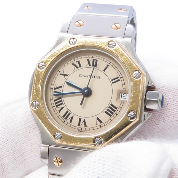 カルティエ サントスオクタゴン SM W2001683 Cartier 腕時計 アイボリー文字盤 クォーツ
