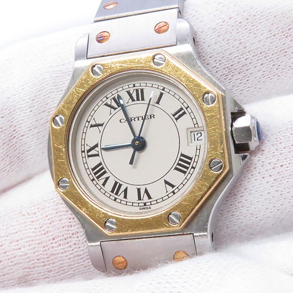 カルティエ サントスオクタゴン SM W2001683 Cartier 腕時計 アイボリー文字盤 クォーツ